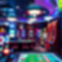 A vibrant casino floor showcasing various gaming tables and slot machines