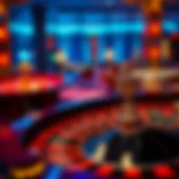An elegant roulette wheel set against a luxurious casino backdrop